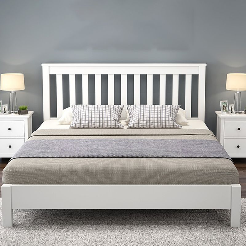 Modern Solid Color Open-Frame Bed with Rectangular Headboard