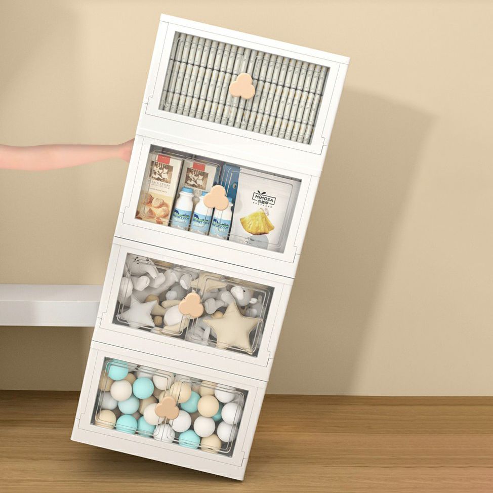 Contemporary Hinged Storage Cabinet Plastic Wardrobe Armoire