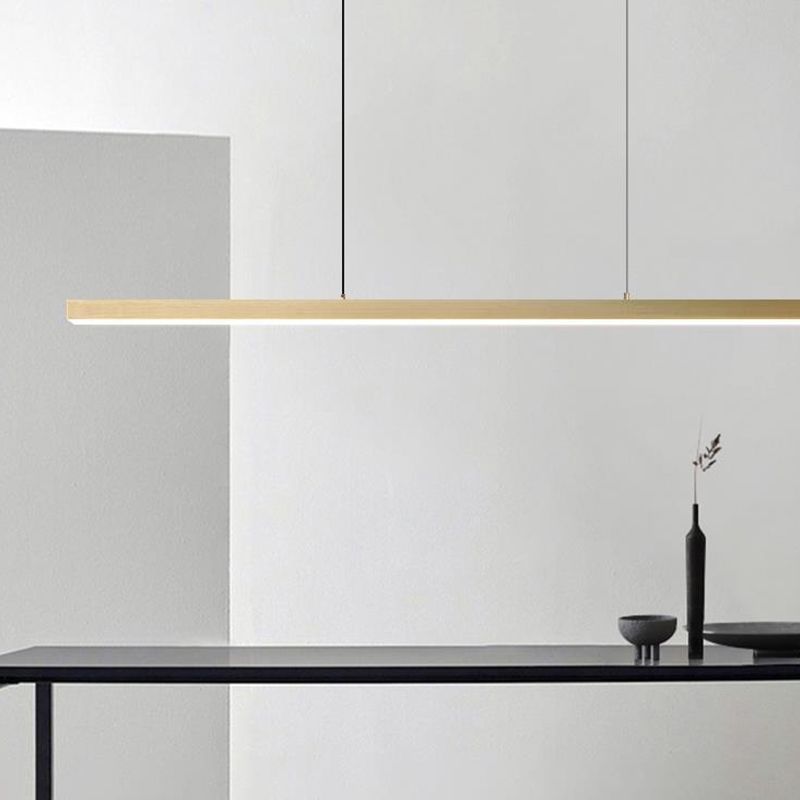 Gold Island Light 1-Light LED Island Hanging Lamp with Acrylic Shade for Living Room