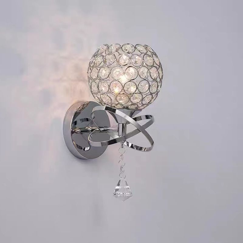 Globe Wall Light Modern Crystal 1 Light Wall Mount Lighting for Bedroom