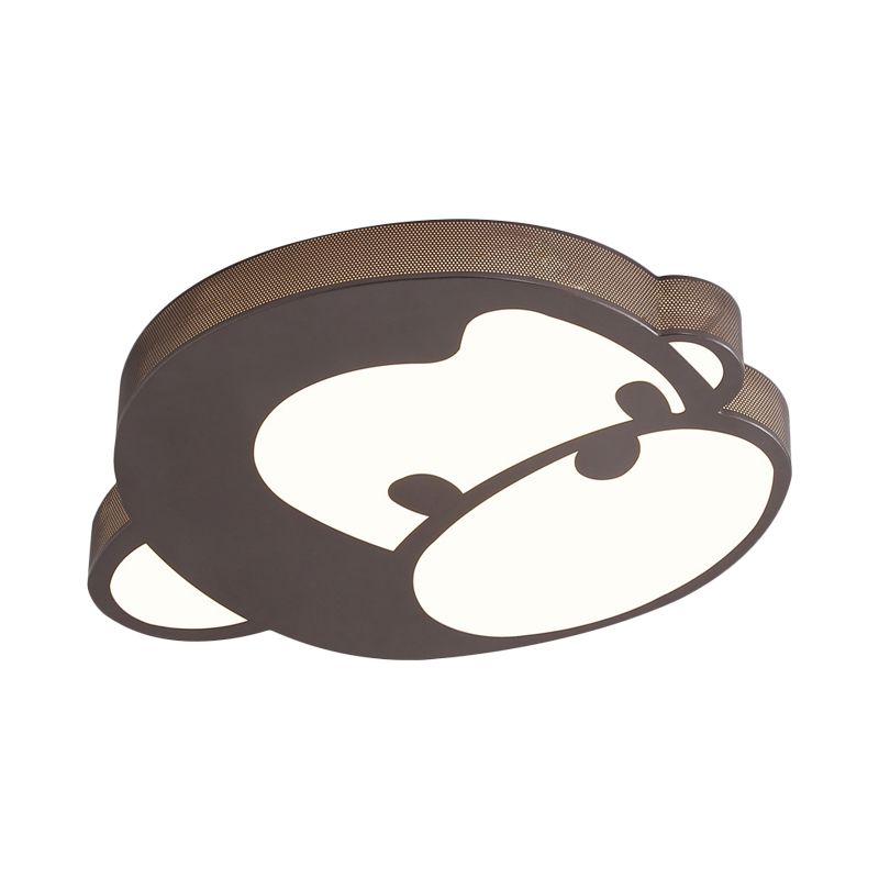 Cartoon Monkey Flush Opgezette Lamp Ijzer Kids Slaapkamer LED Plafond Fixture in Zwart, Warm/Wit Licht