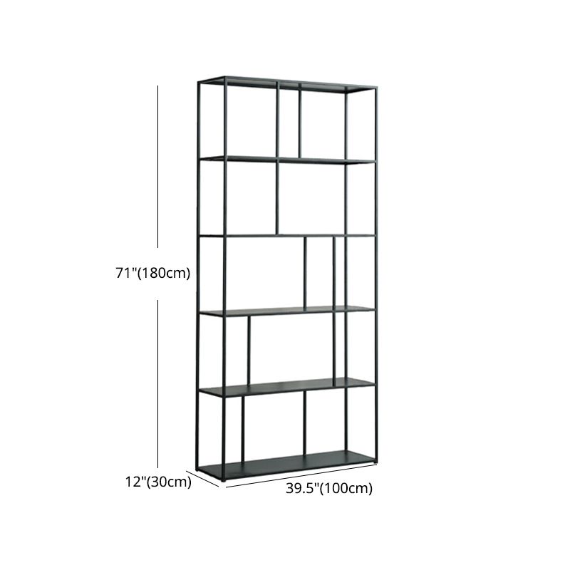 70.87"H Bookcase Black Open Back Modern Style Bookshelf for Home and Office