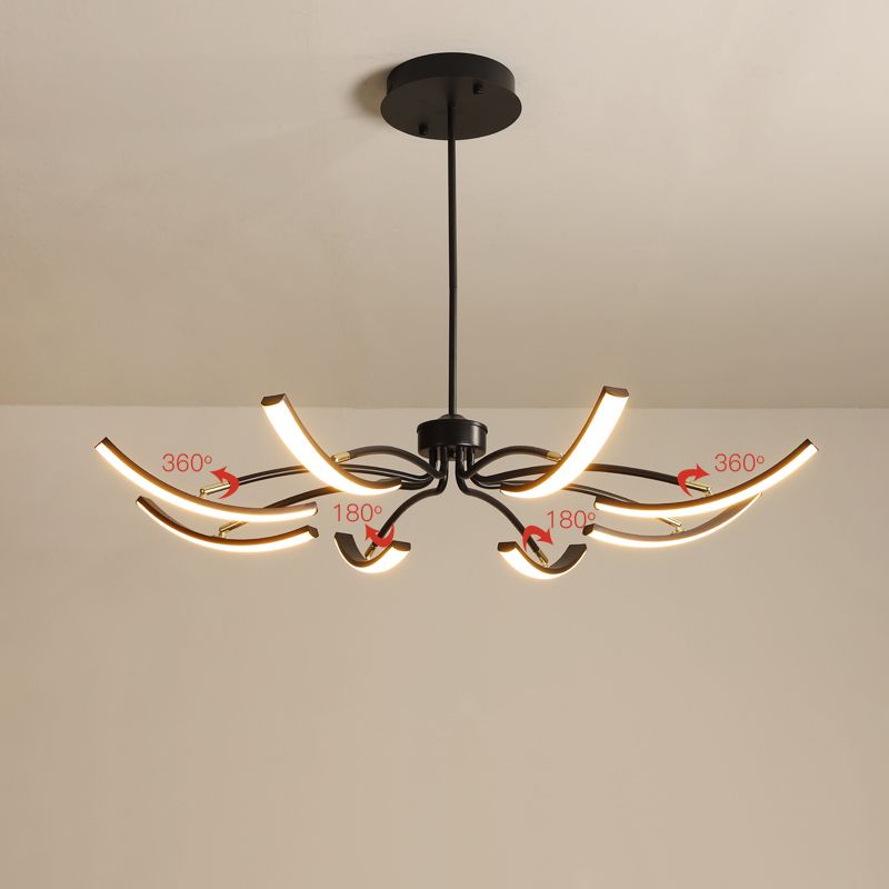 White Floral Chandelier Light Minimalistic Metal LED Ceiling Suspension Lamp for Living Room