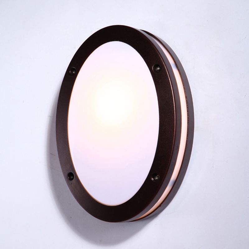 Donkere koffie Diamant/elliptische muur SCONCE Rustiek opaalglas 1 Licht balkon Wandverlichting