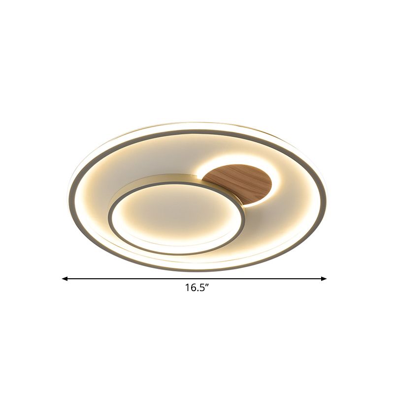 Metallic Hoop Flush Light LED Modern Brown Close to Ceiling Mount in Warm/White Light, 16.5"/20.5" Dia