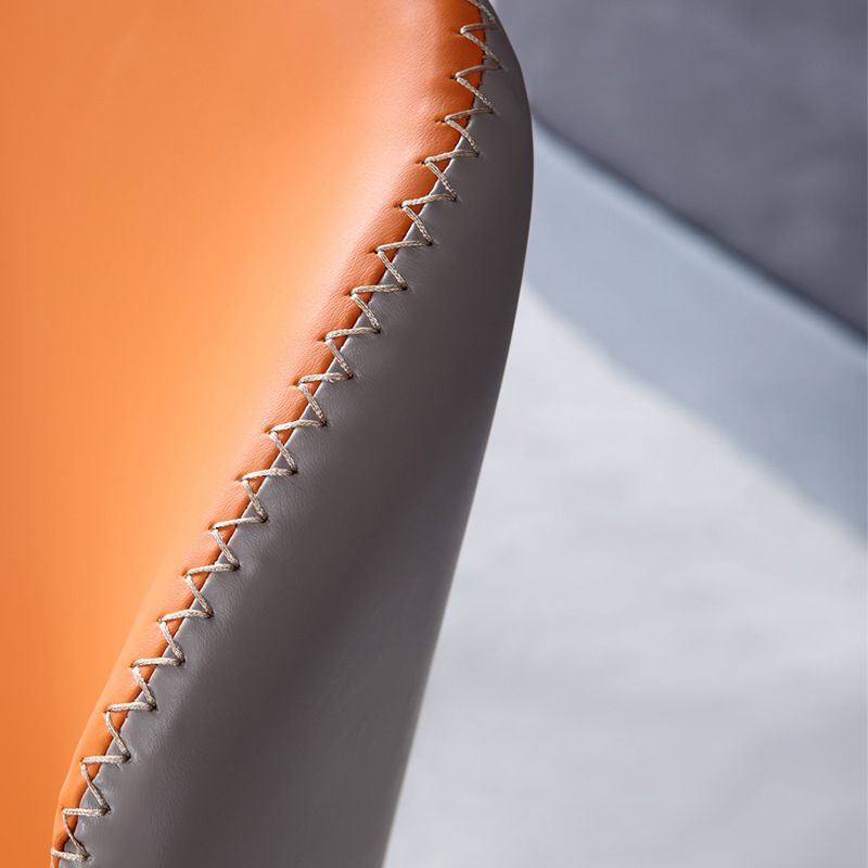 Industrial Solid Back Chairs Armless Side Chairs with Metal Legs for Home Use