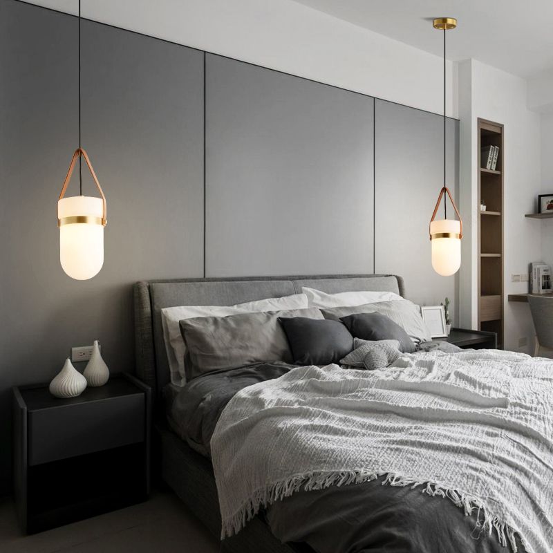Lámpara colgante de cilindro Class blanco contemporáneo 1 cabezal dormitorio colgante de techo accesorio
