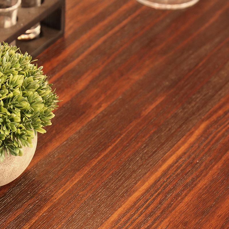 Rectangle Industrial Brown Dining Table Solid Wood and Metal Trestle Base Dining Table