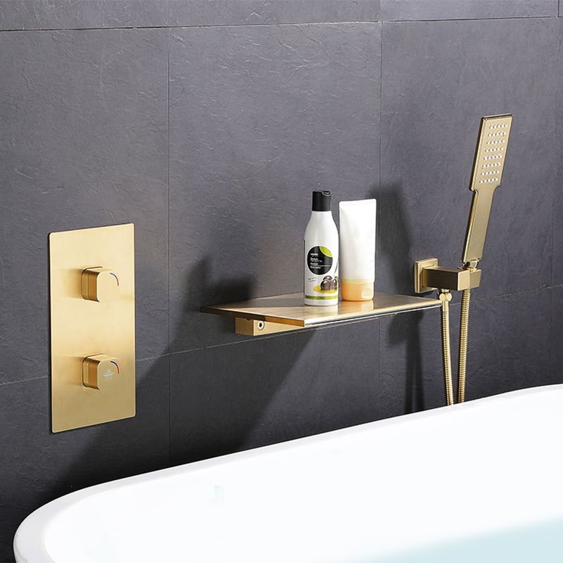 Modern Wall Mounted Metal Tub Filler Low Arc Waterfall Tub Faucet Trim