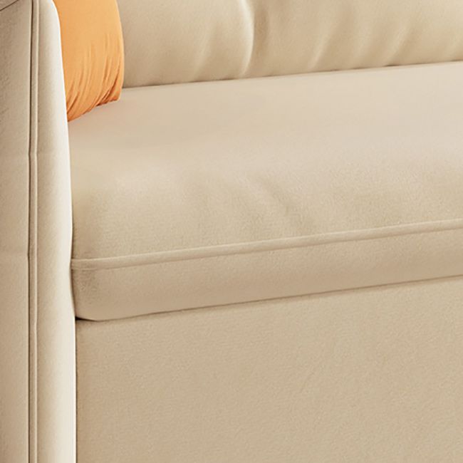 35" Wide Scandinavian Sofa Futon White Sleeper Sofa with Storage