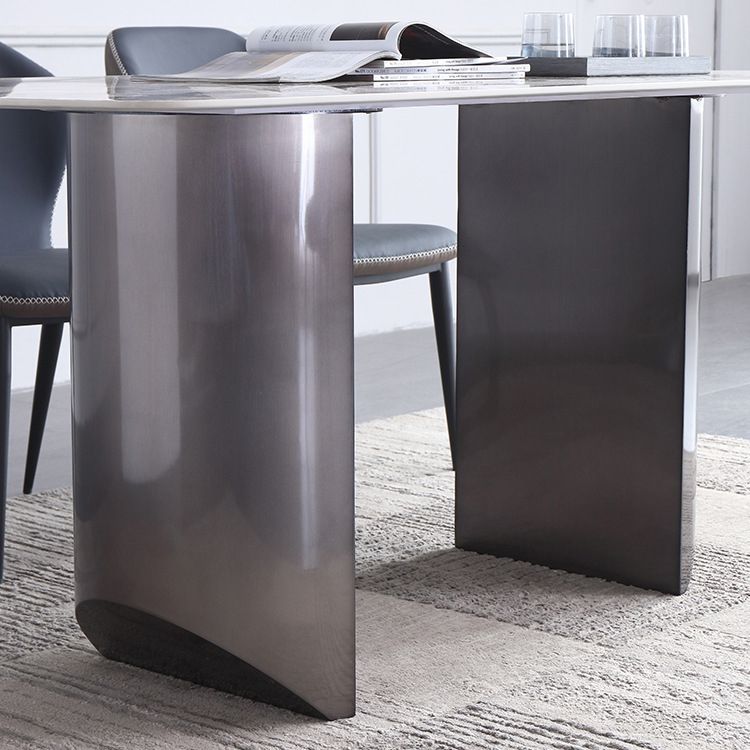 Modern Rectangle Shape Sintered Stone Dining Table Kitchen Dining Table with Double Pedestal