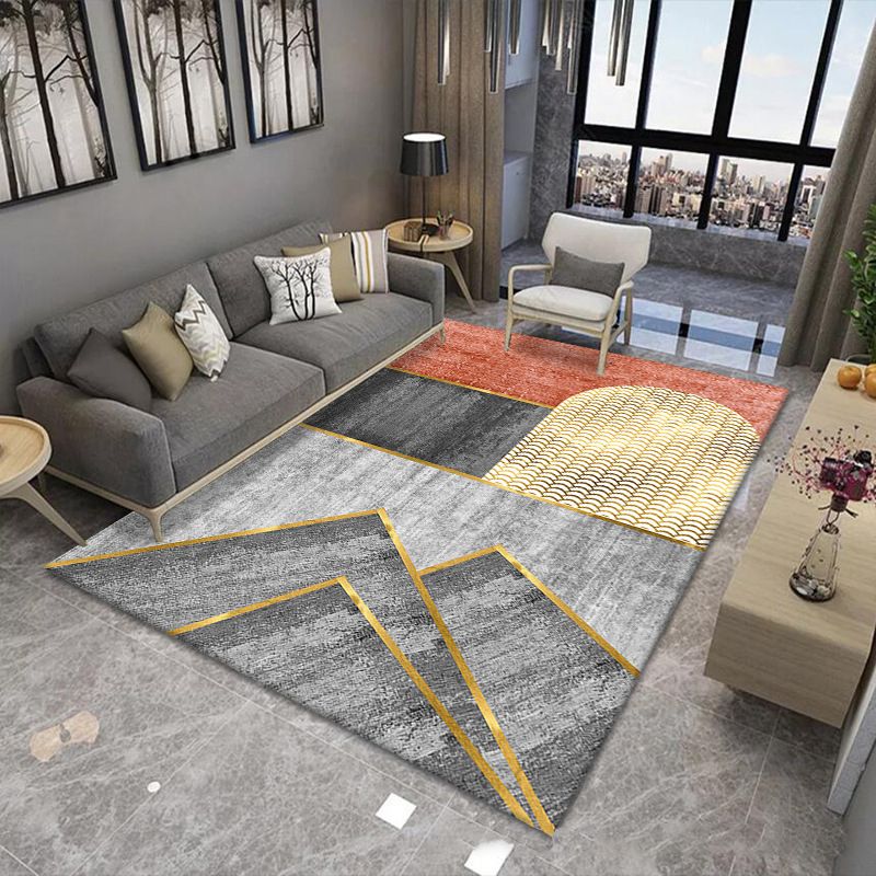 Gorgeous Polyester Rug Trendy Houndstooth Pattern Area Rug Non-Slip Backing Indoor Rug