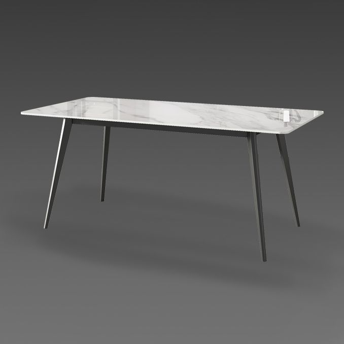 Esstisch mit gesinterter Steinplatte, rechteckiger Tisch mit Metallsockel und 4 Beinen