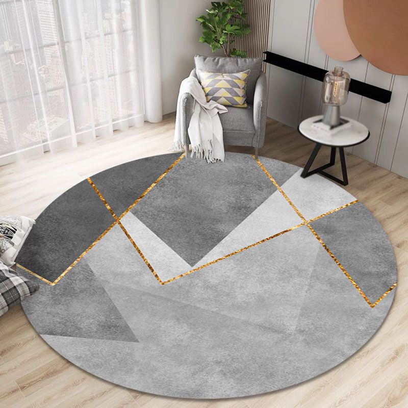 Round Graphic Print Rug Creative Area Carpet Polyester Non-Slip Backing Carpet for Home Decoration