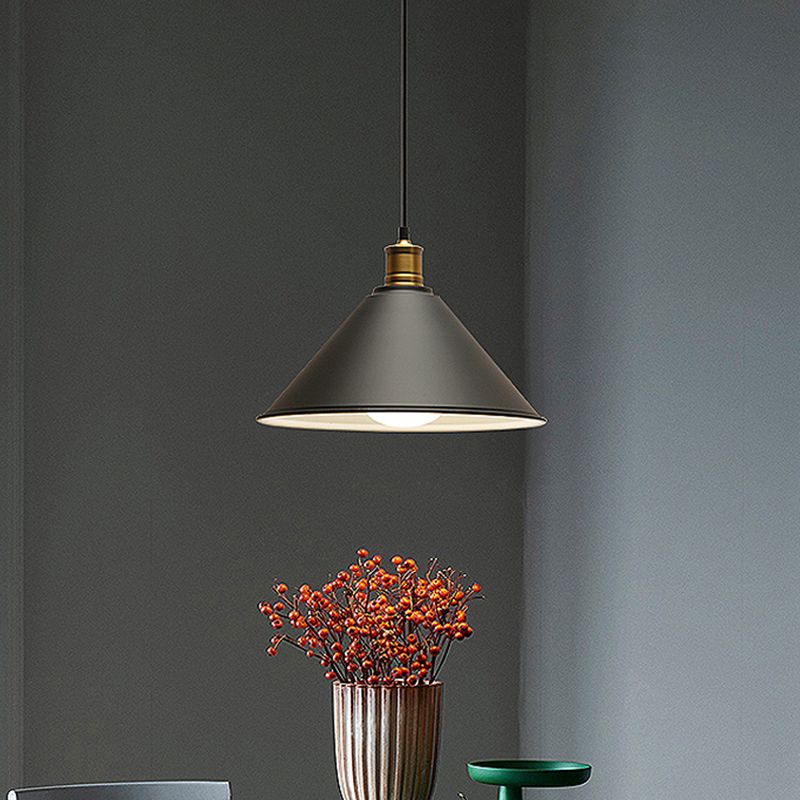 Konische Metalldecke Anhänger Leicht modernistisch 1 Kopf Esszimmer Deckenbestand in Orange und Gelb/Gelb, 12 "/14" Breite