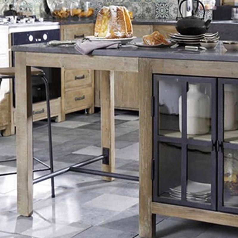 Dining Room Kitchen Island Table Modern Prep Table with Storage Cabinet