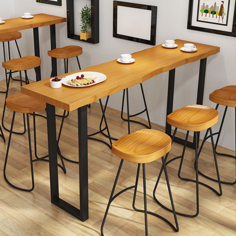 Modern Bar Height Table Solid Wood Top Bistro Table with Sled Base
