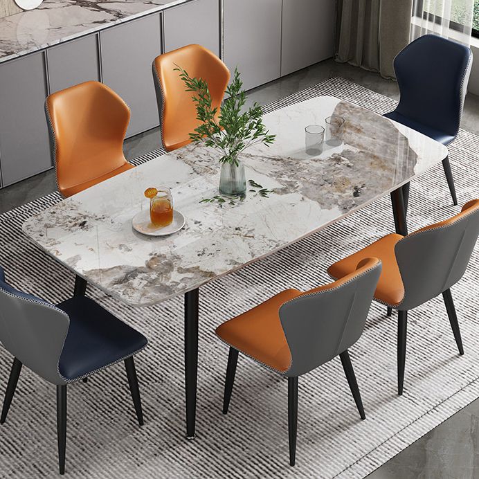 Rectangular Sintered Stone Dining Table Modern White Gray Green Furniture with 4 Legs