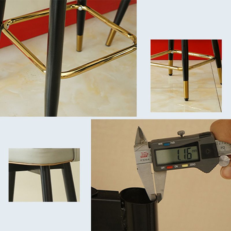 Metal Black Counter Stools Upholstered Low Back Scandinavian Bar Stools