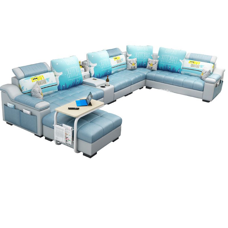 Sloped Arms Pillowed Back Cushions Sectionals Sofas for Living Room