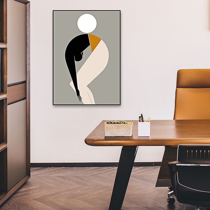 Black Nordic Wall Art Decor Abstract Sport Man with Ball Canvas Print for Living Room