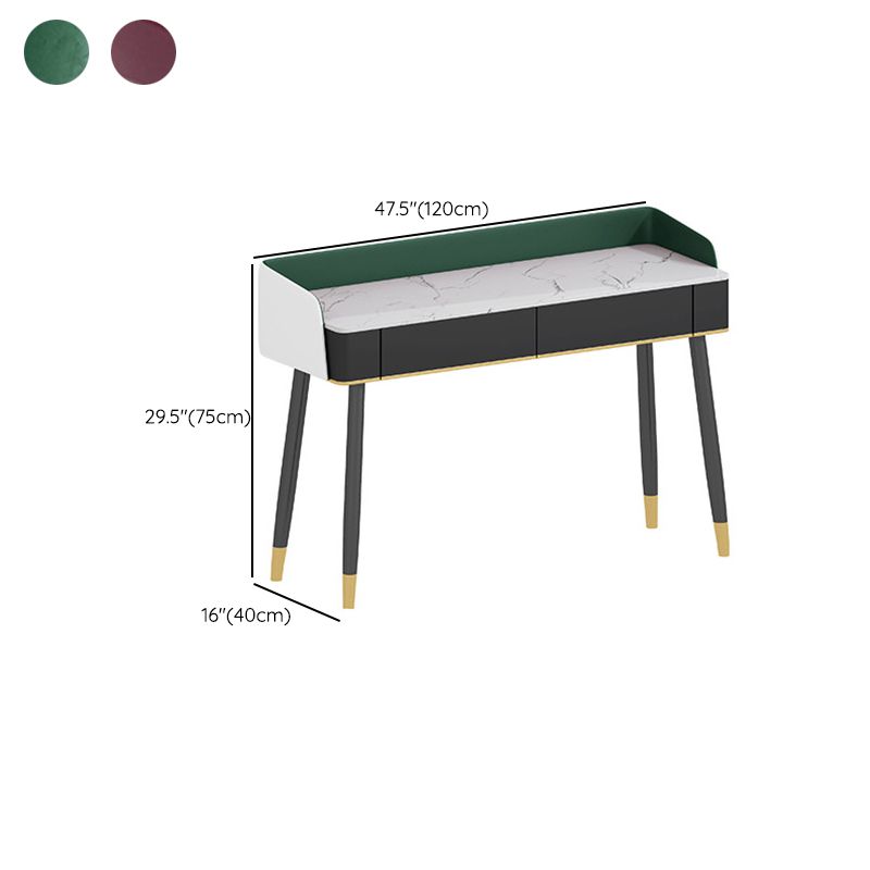 Contemporary Wooden Makeup Vanity Set Slate Top 2-Drawer Dressing Table