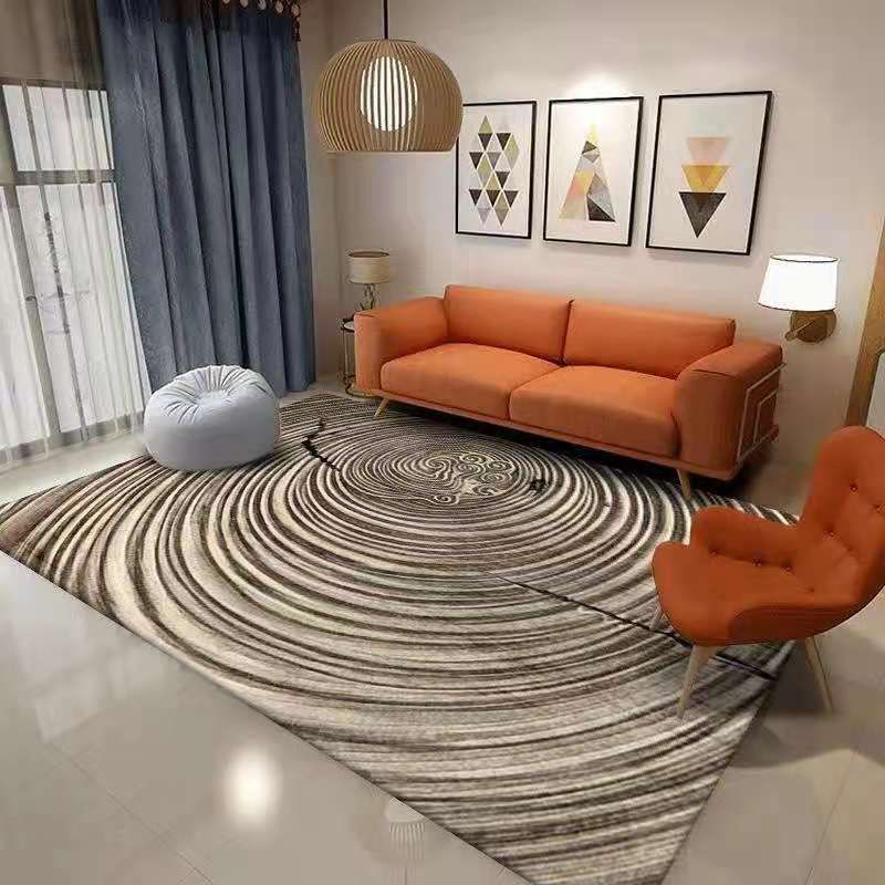 Black Modern Rug Polyester Wave Point Rug Non-Slip Backing Rug for Living Room