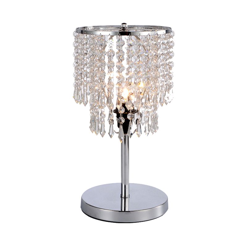 1 tête de salle à manger de la tête Lumière de table chromée moderne avec nuance en cristal à facettes à 2 niveaux