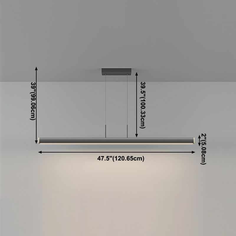 Modern Iron LED Island Lighting Ideas Linear Chandelier Lamp for Dining Room