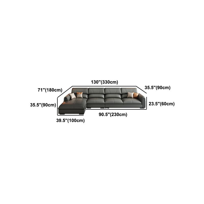35.4"H Modern Grey Square Arm Faux Leather Sofa& Chaise for Living Room