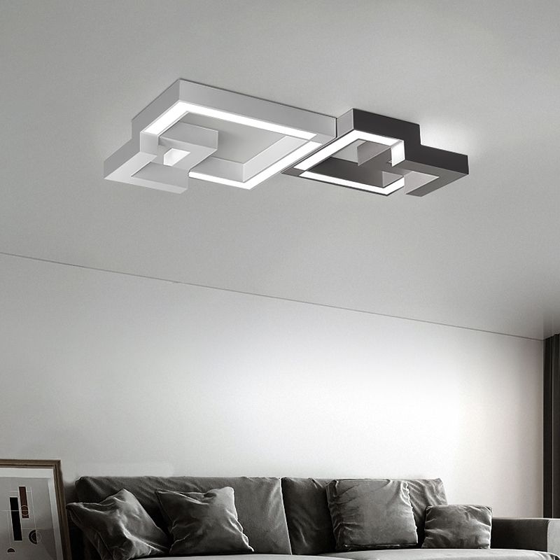 Luminaire de plafond encastré carré contemporain en métal pour salon