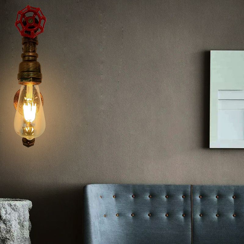 Industrial Wall Sconce Pipe Shape Wall Light with Metal Shade for Bedroom