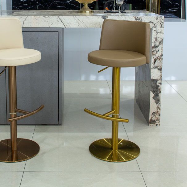 Industrial Adjustable Height Bar Stools Matte Finish Faux Leather Stools