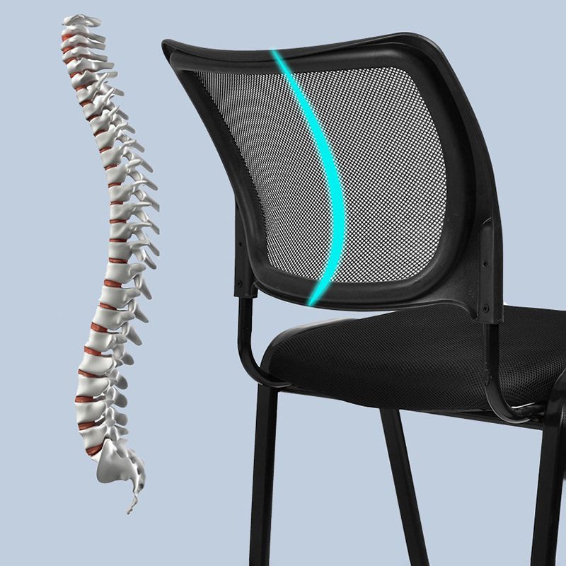 Black Metal Frame Modern Office Chair Mid-Back Microfiber Task Chair