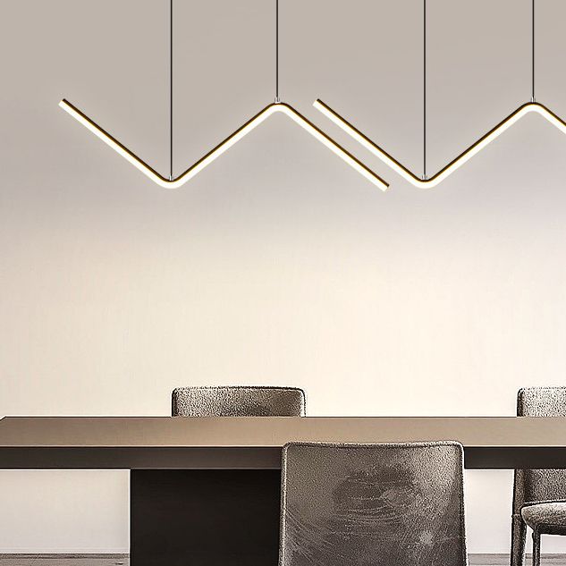 Lustres de lustre de l'île linéaire contemporaine Metal 2 Light Island Chandelier