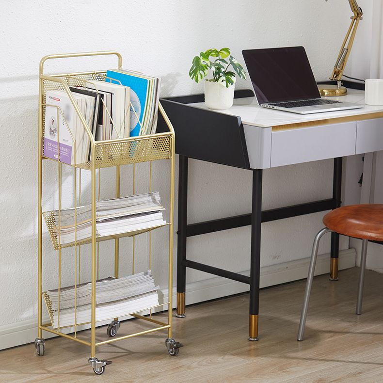 13.8"L Glam Style Bookcase Open Back Shelf Bookcase for Office and Study Room