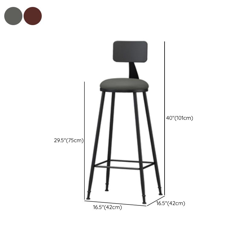 Industrial Style Armless Counter Stool Faux Leather Counter-height Stool