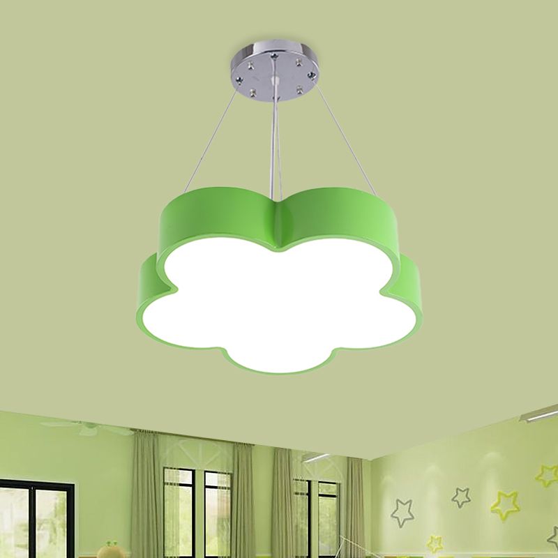 Kids LED Pendant Light Kit Yellow/Blue/Green Flower Chandelier Lamp Fixture with Acrylic Shade