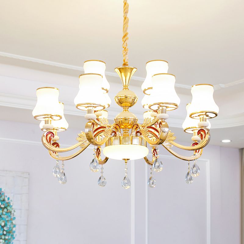 Éclairage de plafond de bouton de verre blanc