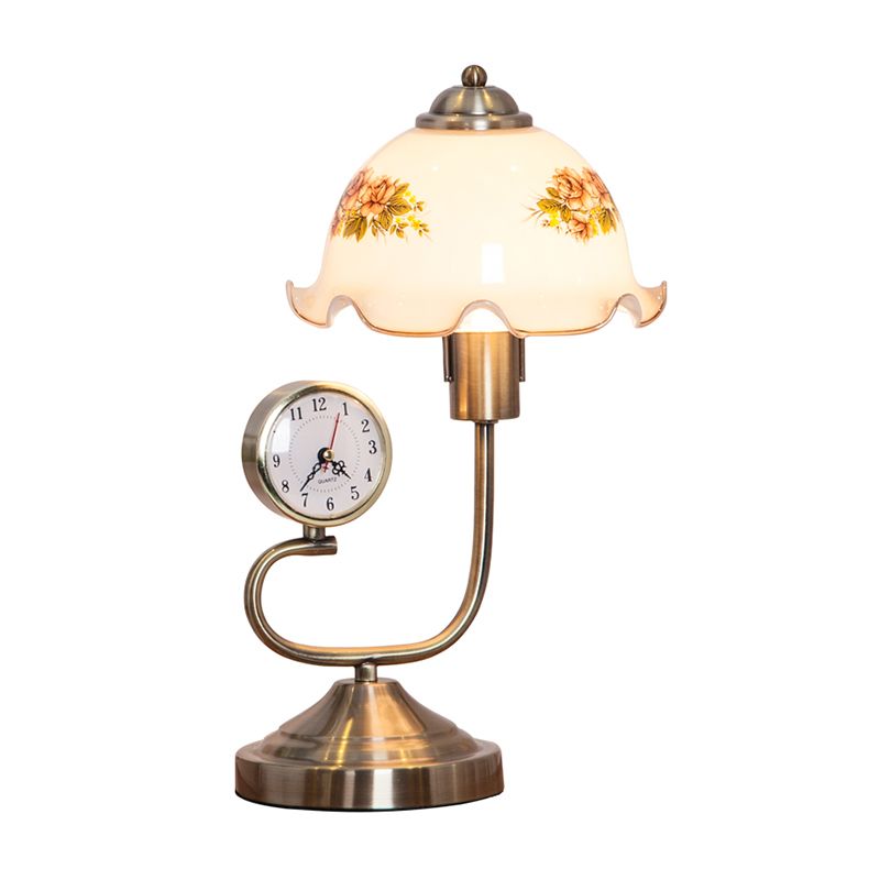 1 kop bloemenschaduw tafellamp landelijke stijl afgeschuinde kristallen nachtkastje lamp in messing