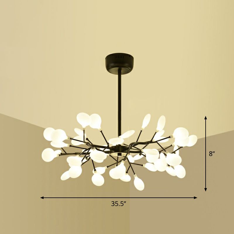 Fireflies Living Room Ceiling Hang Light Metal Minimalistic LED Chandelier in Black