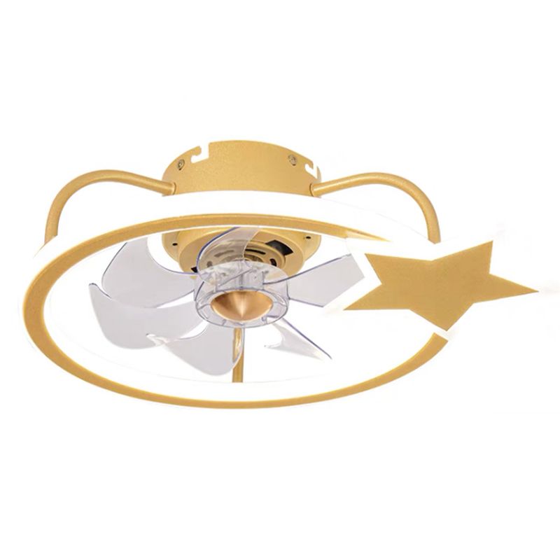 Luz del ventilador de techo circular mediterráneo Luz de la luz acrílico Dormitorio LED Semi Flush Light