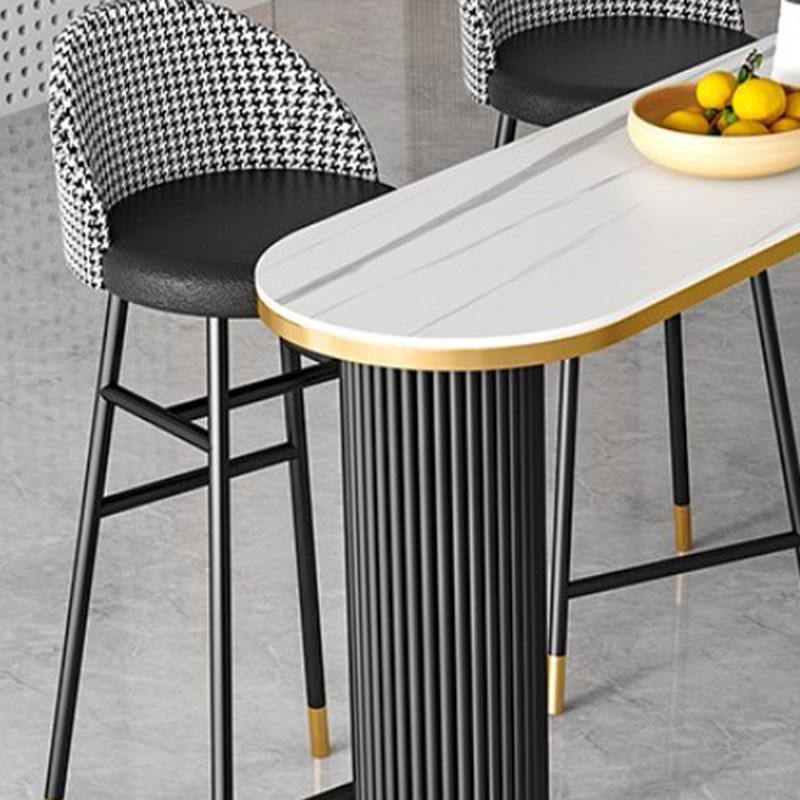 Glam Style Oval Stone Top Pub Table 42-inch Height Island Table