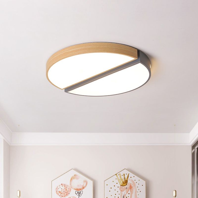 Plafonnier design à double secteur en acrylique nordique vert/gris LED encastré en lumière chaude/blanche, 16,5"/20,5" de large