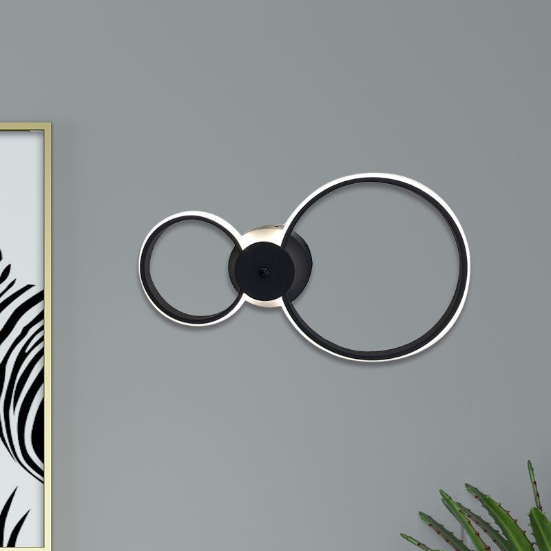 Lampe murale à cerceau noir / blanc LED moderne 2/3 lumières Idées d'éclairage mural acrylique en chaud / blanc / deuxième équipement