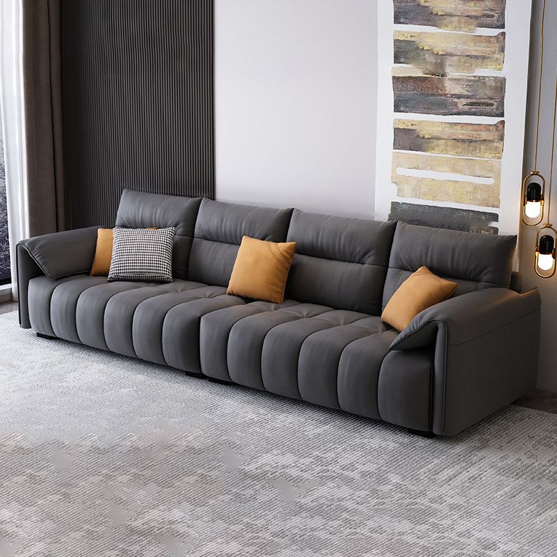 Dark Gray Cushion Back Contemporary Removable Cushions L-Shape Sofa & Chaise
