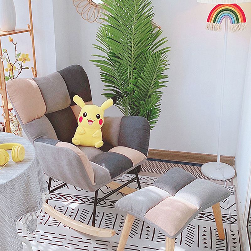 Fabric Rocking Chair Color Panel Contemporary Tufted Cushions Rocker Chair with Ottoman