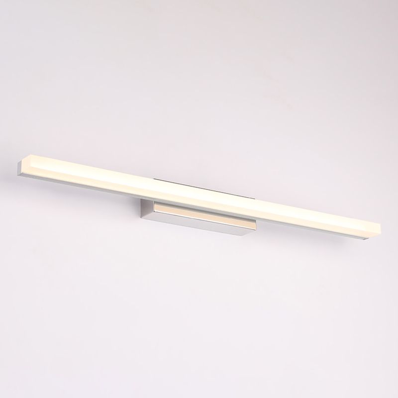 Linear Shape Vanity Light Modern Metal 1 Light LED Mirror Light for Bathroom in Silver