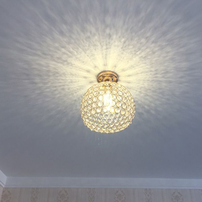 Lámpara de techo moderna de 1 luz con montaje empotrado de cúpula de cristal para pasillo