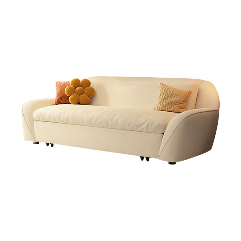Modern Convertible Sofa Bed Flared Arm Seating with Pillows in Beige